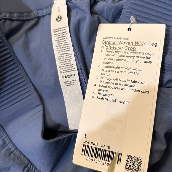 NWT Lululemon Stretch Woven High-Rise Wide-Leg Cropped Pant Oasis Blue - Picture 10 of 13